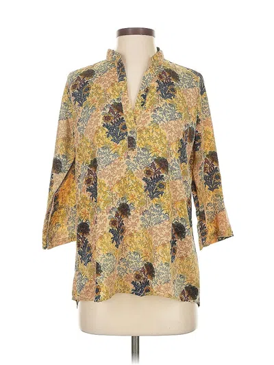 Pre-owned Assorted Brands 3/4 Sleeve Blouse In Gold
