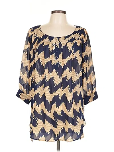 Pre-owned Assorted Brands 3/4 Sleeve Blouse In Gold