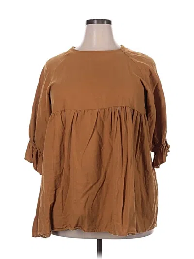 Pre-owned Assorted Brands 3/4 Sleeve Blouse In Gold
