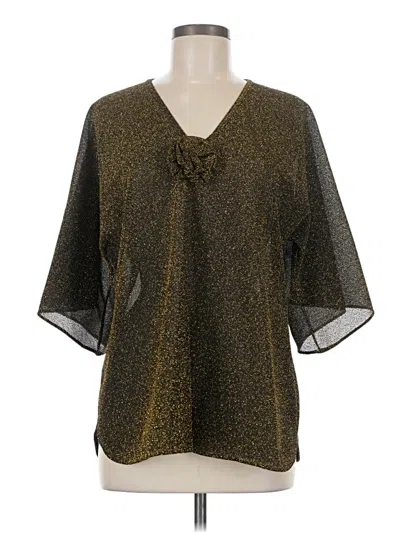 Pre-owned Assorted Brands 3/4 Sleeve Blouse In Gold