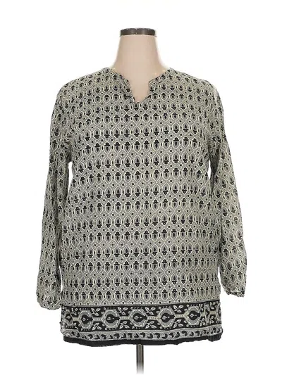 Pre-owned Assorted Brands 3/4 Sleeve Blouse In Gray