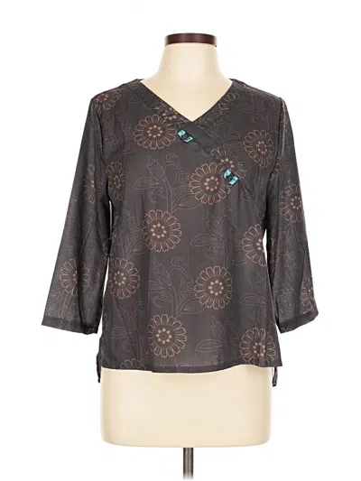 Pre-owned Assorted Brands 3/4 Sleeve Blouse In Gray
