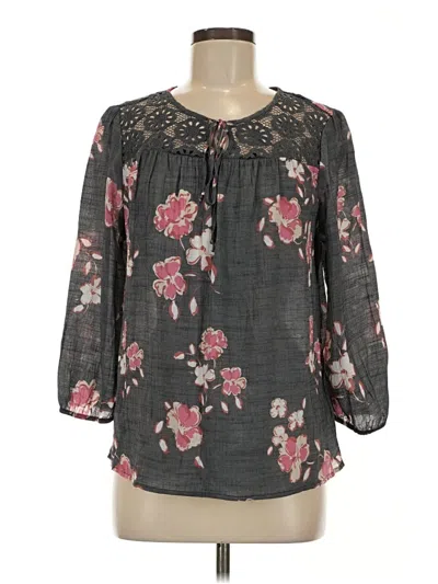 Pre-owned Assorted Brands 3/4 Sleeve Blouse In Gray