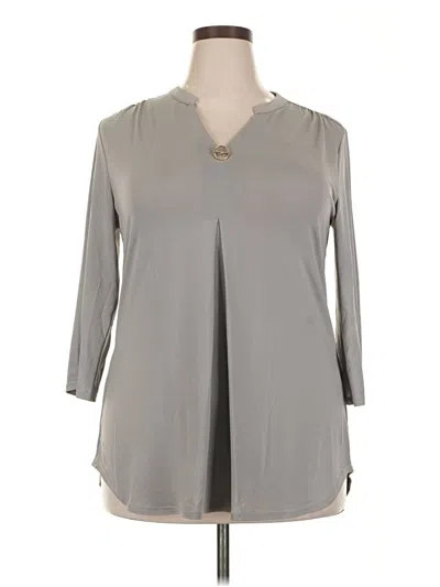 Assorted Brands 3/4 Sleeve Blouse In Gray