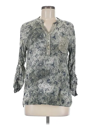 Pre-owned Assorted Brands 3/4 Sleeve Blouse In Gray
