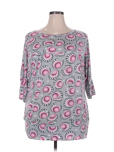 Pre-owned Assorted Brands 3/4 Sleeve Blouse In Gray
