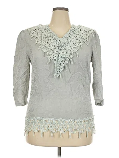 Pre-owned Assorted Brands 3/4 Sleeve Blouse In Gray