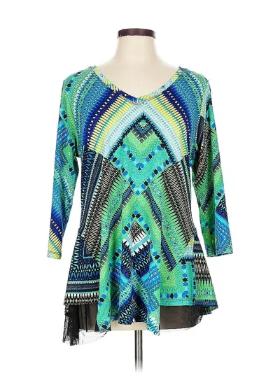 Pre-owned Assorted Brands 3/4 Sleeve Blouse In Green