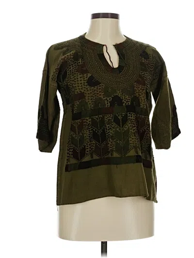 Assorted Brands 3/4 Sleeve Blouse In Green
