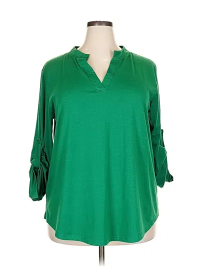 Pre-owned Assorted Brands 3/4 Sleeve Blouse In Green