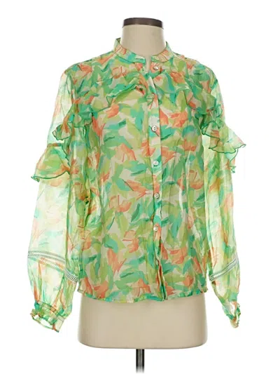 Pre-owned Assorted Brands 3/4 Sleeve Blouse In Green