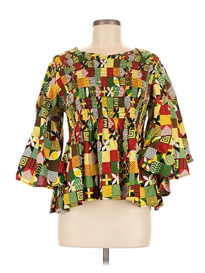 Pre-owned Assorted Brands 3/4 Sleeve Blouse In Green