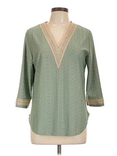 Pre-owned Assorted Brands 3/4 Sleeve Blouse In Green