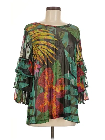 Pre-owned Assorted Brands 3/4 Sleeve Blouse In Green