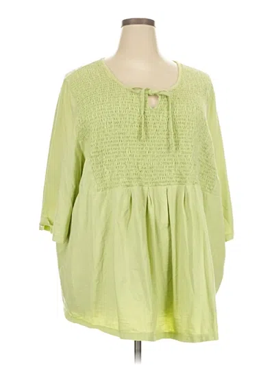 Pre-owned Assorted Brands 3/4 Sleeve Blouse In Green