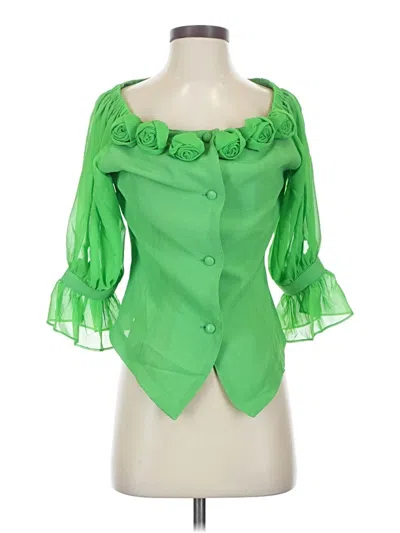 Pre-owned Assorted Brands 3/4 Sleeve Blouse In Green