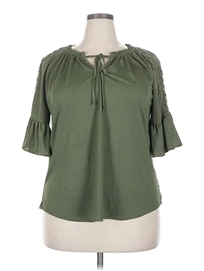 Pre-owned Assorted Brands 3/4 Sleeve Blouse In Green