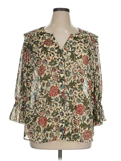 Pre-owned Assorted Brands 3/4 Sleeve Blouse In Green