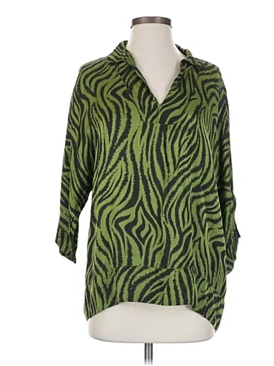 Pre-owned Assorted Brands 3/4 Sleeve Blouse In Green