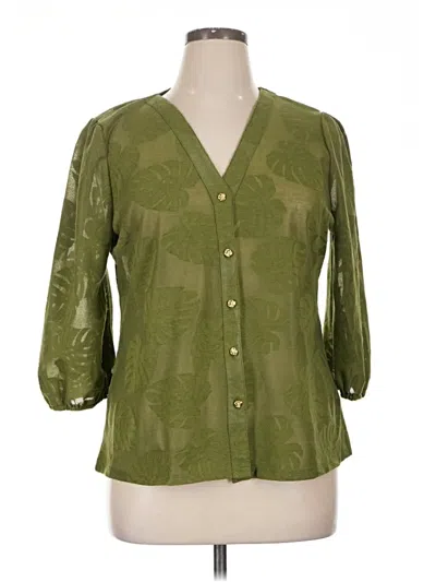 Pre-owned Assorted Brands 3/4 Sleeve Blouse In Green
