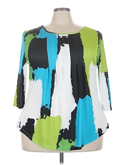 Pre-owned Assorted Brands 3/4 Sleeve Blouse In Green