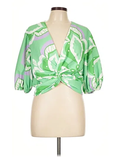 Pre-owned Assorted Brands 3/4 Sleeve Blouse In Green