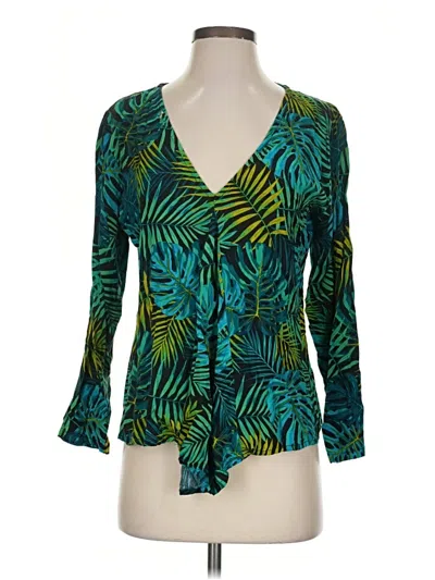 Pre-owned Assorted Brands 3/4 Sleeve Blouse In Green