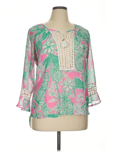 Pre-owned Assorted Brands 3/4 Sleeve Blouse In Green
