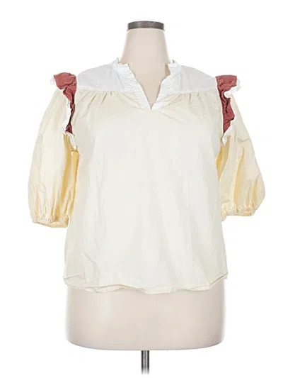 Pre-owned Assorted Brands 3/4 Sleeve Blouse In Ivory