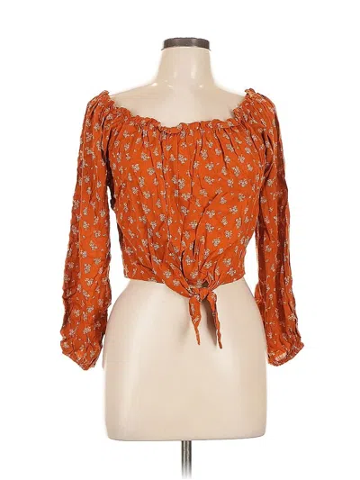 Pre-owned Assorted Brands 3/4 Sleeve Blouse In Orange