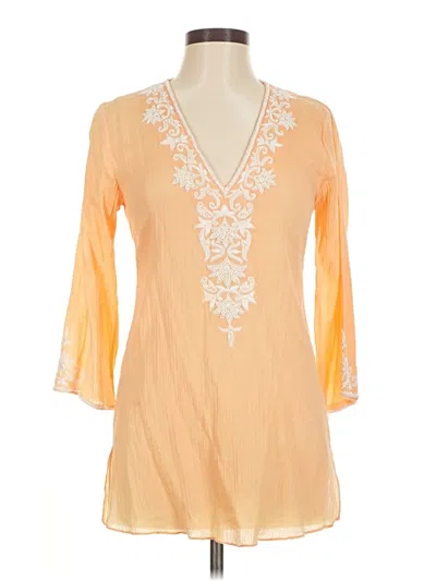 Pre-owned Assorted Brands 3/4 Sleeve Blouse In Orange