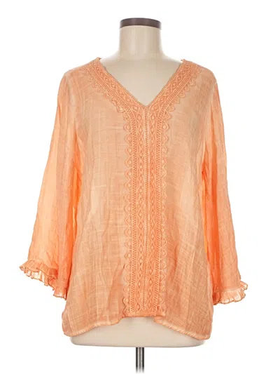 Assorted Brands 3/4 Sleeve Blouse In Orange