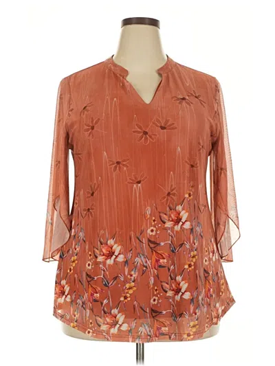 Pre-owned Assorted Brands 3/4 Sleeve Blouse In Orange