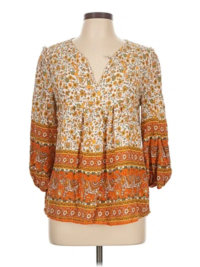 Pre-owned Assorted Brands 3/4 Sleeve Blouse In Orange