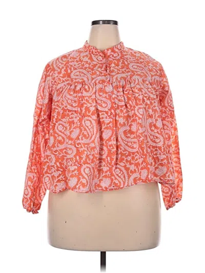 Pre-owned Assorted Brands 3/4 Sleeve Blouse In Orange