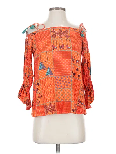 Pre-owned Assorted Brands 3/4 Sleeve Blouse In Orange