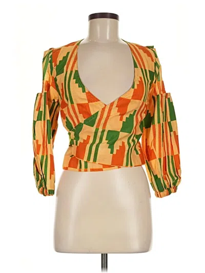 Pre-owned Assorted Brands 3/4 Sleeve Blouse In Orange