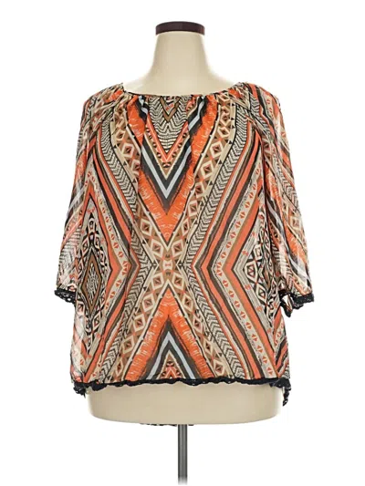 Pre-owned Assorted Brands 3/4 Sleeve Blouse In Orange