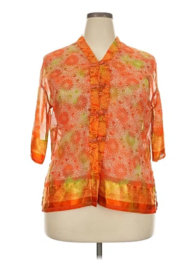 Pre-owned Assorted Brands 3/4 Sleeve Blouse In Orange