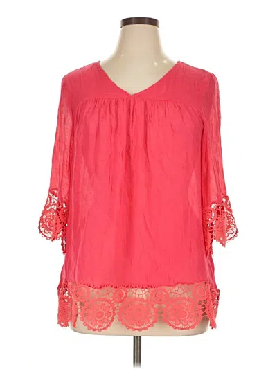 Pre-owned Assorted Brands 3/4 Sleeve Blouse In Pink
