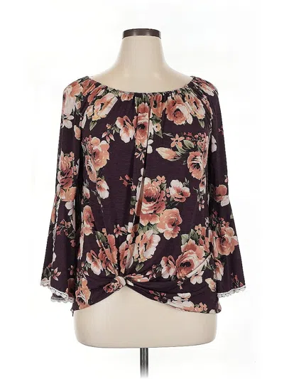 Pre-owned Assorted Brands 3/4 Sleeve Blouse In Purple