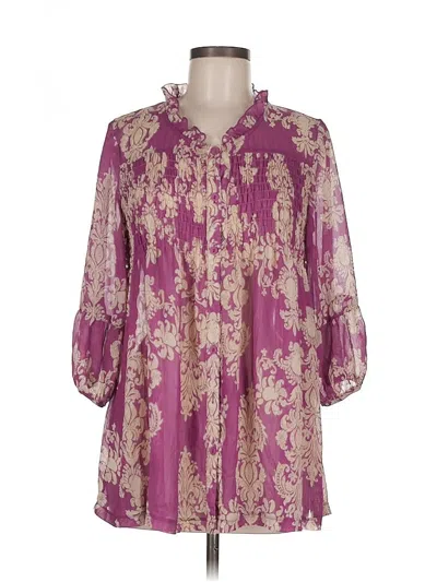Pre-owned Assorted Brands 3/4 Sleeve Blouse In Purple