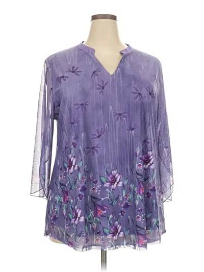 Pre-owned Assorted Brands 3/4 Sleeve Blouse In Purple