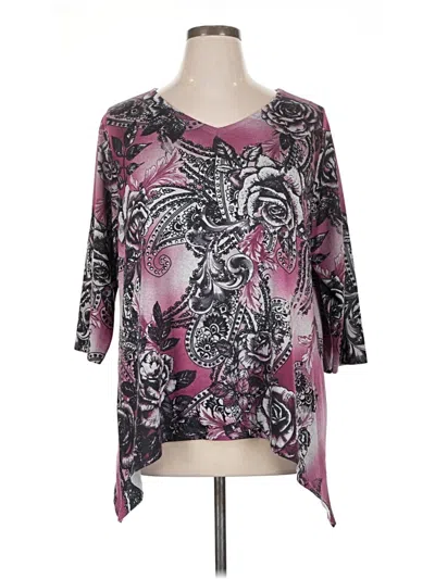 Pre-owned Assorted Brands 3/4 Sleeve Blouse In Purple