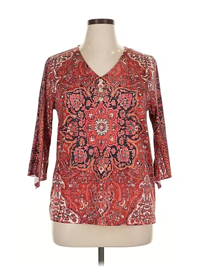 Pre-owned Assorted Brands 3/4 Sleeve Blouse In Red