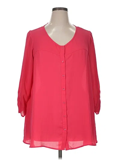 Pre-owned Assorted Brands 3/4 Sleeve Blouse In Red