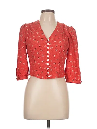 Pre-owned Assorted Brands 3/4 Sleeve Blouse In Red