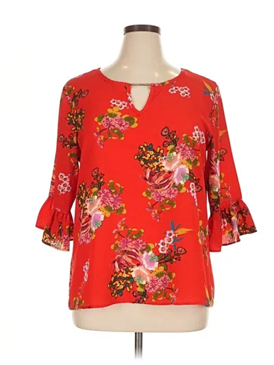 Pre-owned Assorted Brands 3/4 Sleeve Blouse In Red
