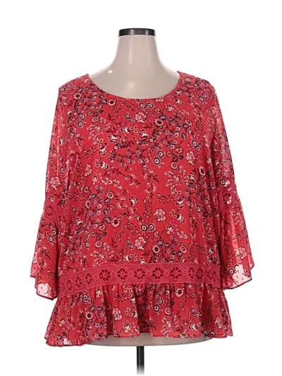 Pre-owned Assorted Brands 3/4 Sleeve Blouse In Red