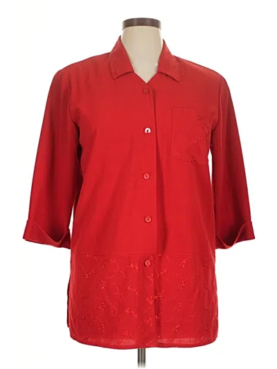 Pre-owned Assorted Brands 3/4 Sleeve Blouse In Red
